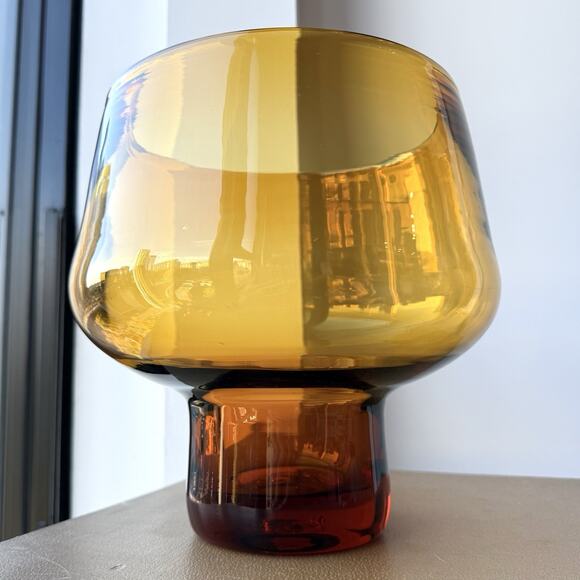 Blenko Handmade Glass 7122 Large Bowl Vase Wheat John Nickerson Art Glass 9 1/4” - Picture 3 of 11